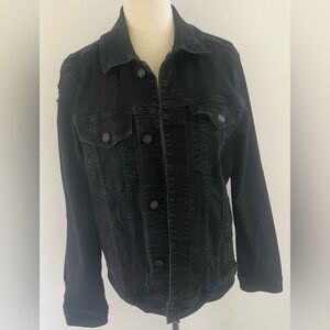 Men’s Hollister Black Distressed Denim Jacket Size M